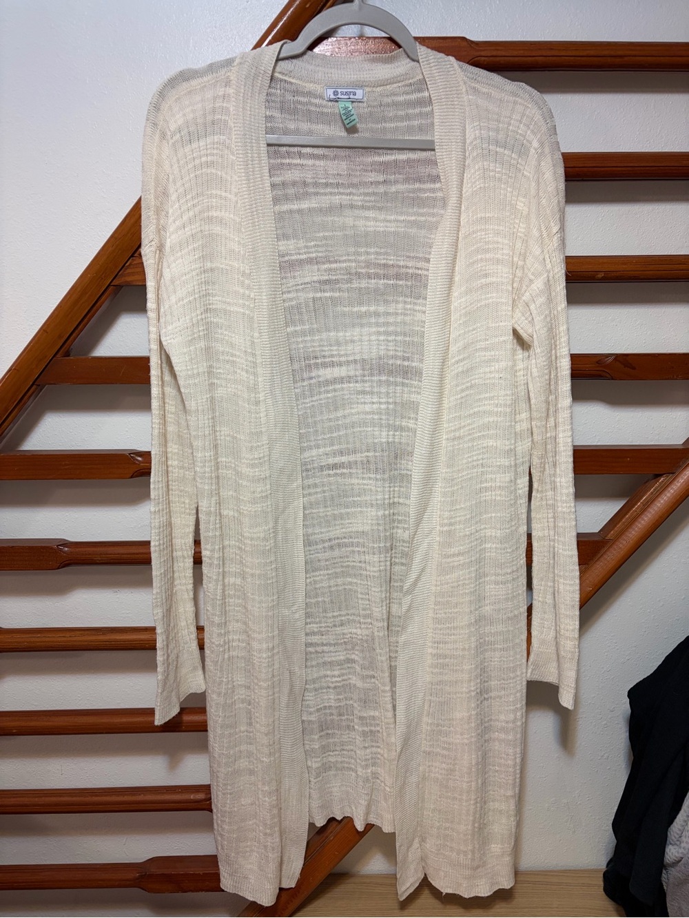 Susina Open-Front Knit Cardigan in Cream